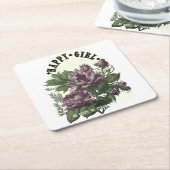 ハッピーガールフローラデザイン スクエアペーパーコースター (アングル)