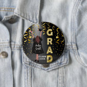 ハッピーガール卒業エレガント金ゴールド紙吹雪かわいい 缶バッジ (インサイチュ)