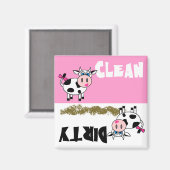 ハッピーガール牛クリーン/汚い食洗機磁石 マグネット (正面/裏面)