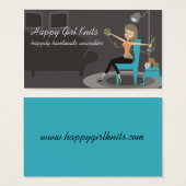 ハッピーガール編み物ギフトラベル名刺 (正面&裏面)