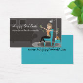 ハッピーガール編み物ギフトラベル名刺 (デスク)