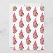 ハッピーガール誕生日招待状 1歳の誕生日写真 招待状 (裏面)