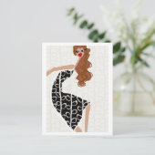 ハッピーガール踊り白黒ファッションはがき ポストカード (スタンド正面)