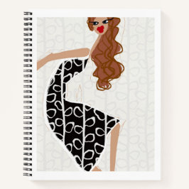 ハッピーガール踊り白黒ファッション ノートブック