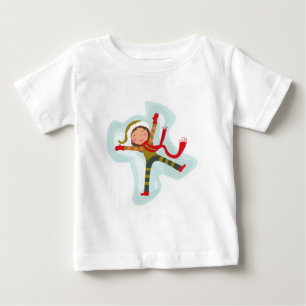 ハッピーガール雪エンジェルクリスマス冬 ベビーTシャツ