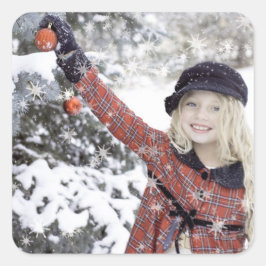 ハッピーガール飾のクリスマスツリー スクエアシール