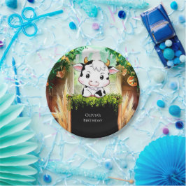 ハッピーキッズカウー誕生日 ペーパープレート