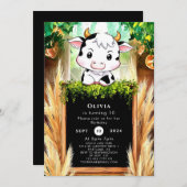 ハッピーキッズカウー誕生日 招待状 (正面/裏面)