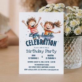 ハッピーキッズダブルバースデーパーティー 招待状