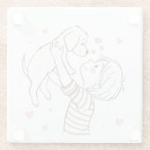 ハッピーキッドアニメでかわいい子犬 ガラスコースター (裏面)