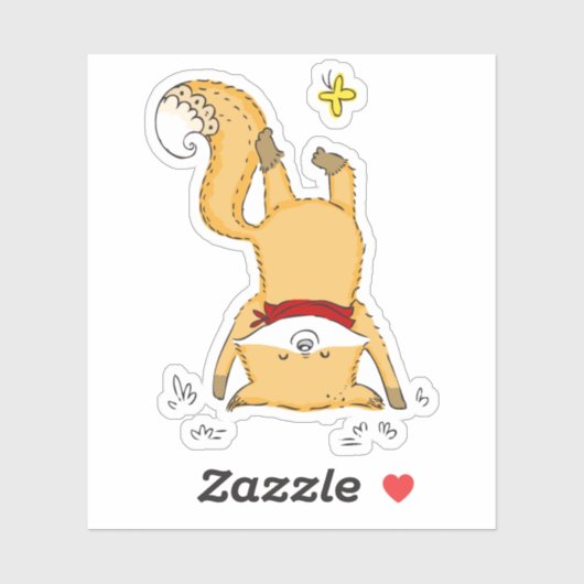 ハッピーキツネとバタフライフレンドイラストレーション シール (シート)