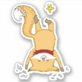 ハッピーキツネとバタフライフレンドイラストレーション シール (正面)