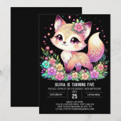 ハッピーキツネデジタル誕生日 招待状 (正面/裏面)