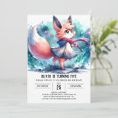 ハッピーキツネ誕生日 招待状 (スタンド正面)