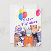 ハッピーキャッツパーティー 誕生日カード カード (正面)