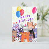 ハッピーキャッツパーティー 誕生日カード カード (スタンド正面)