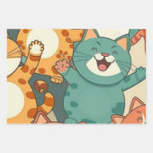 ハッピーキャッツ誕生日ラッピング紙 ラッピングペーパーシート (正面2)