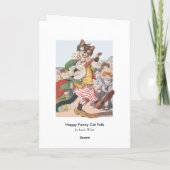 ハッピーキャットおもしろいフォーク誕生日カード カード (裏面)