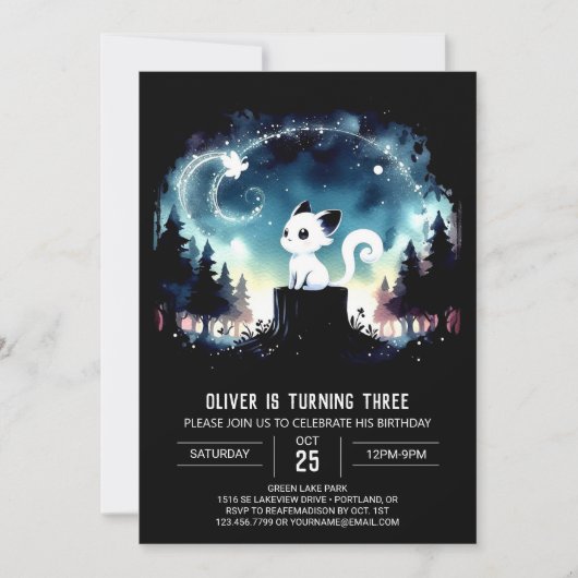 ハッピーキャットお洒落誕生日 招待状 (正面)