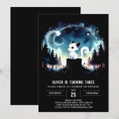 ハッピーキャットお洒落誕生日 招待状 (正面/裏面)