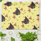ハッピーキャットとカクテル – バータオル キッチンタオル (折り畳み)