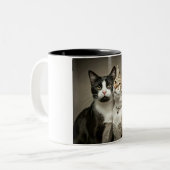 ハッピーキャットカップルのコーヒーマグ ツートーンマグカップ (正面左)