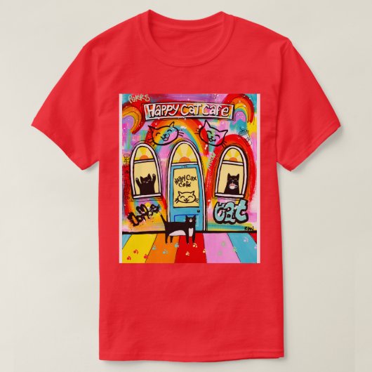 ハッピーキャットカフェ Tシャツ (デザイン正面)