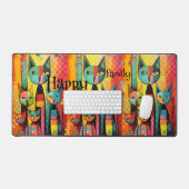 ハッピーキャットカラフルファミリー デスクマット (キーボード&マウス)