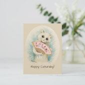 ハッピーキャットデイにファンを迎えたルイワーイン白猫 ポストカード (スタンド正面)