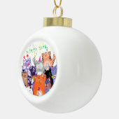 ハッピーキャットパーティーおもしろい猫 セラミックボールオーナメント (右)