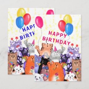 ハッピーキャットパーティーの赤ちゃんの誕生日カード
