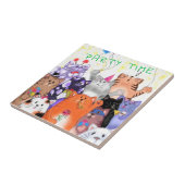 ハッピーキャットパーティーアニメスケッチ – かわいいおもしろい猫たち タイル (側面)