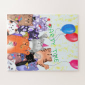 ハッピーキャットパーティーパズル漫画おもしろい猫 ジグソーパズル (横)