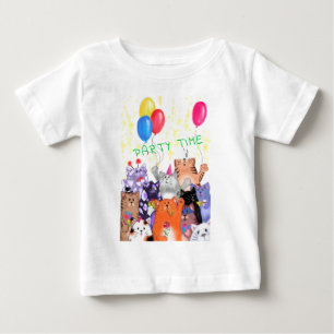 ハッピーキャットパーティーベビーTシャツ ベビーTシャツ