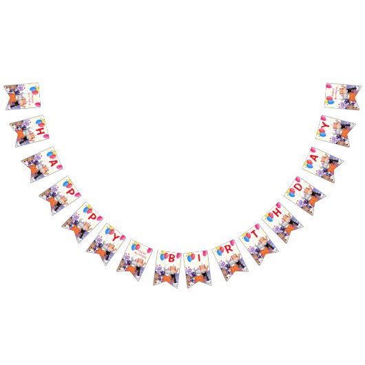 ハッピーキャットパーティー漫画スケッチ-ハッピーバースデー バンティングフラッグ (全)