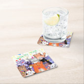 ハッピーキャットパーティー紙コースター漫画 スクエアペーパーコースター (インサイチュ)