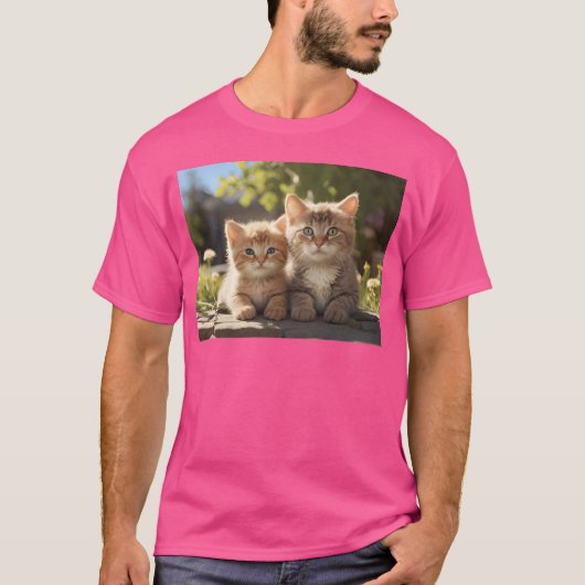 ハッピーキャットベビーと母ガール Tシャツ (正面)
