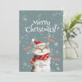 ハッピーキャットメリークリスマスフラットホリデーカード シーズンカード (スタンド正面)