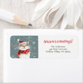 ハッピーキャットモークリスマス差出人住所ラベル ラベル (インサイチュ)