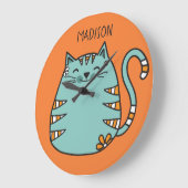 ハッピーキャット名前をカスタムする&カラーウォール時計 ラージ壁時計 (傾斜)
