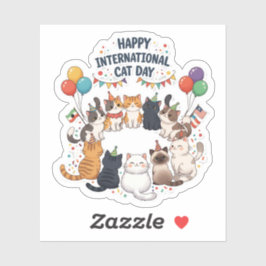 ハッピーキャット国際的デイ – かわいいお祝い シール