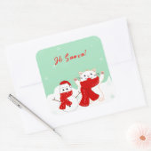 ハッピーキャット雪だるま |かわいいクリスマスステッカー スクエアシール (封筒)