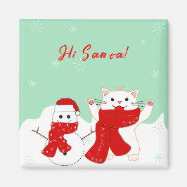 ハッピーキャット雪だるま |かわいいクリスマスマグネット マグネット