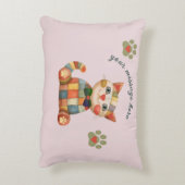 ハッピーキャット カラフルパッチワーク オーダーメイド アクセントクッション (裏面(縦))