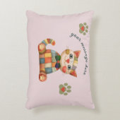 ハッピーキャット カラフルパッチワーク オーダーメイド アクセントクッション (正面(垂直))