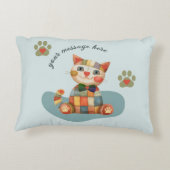 ハッピーキャット カラフルパッチワーク オーダーメイド アクセントクッション (裏面)