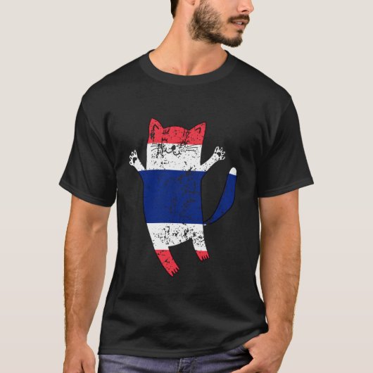 ハッピーキャット タイの国旗 Tシャツ (正面)