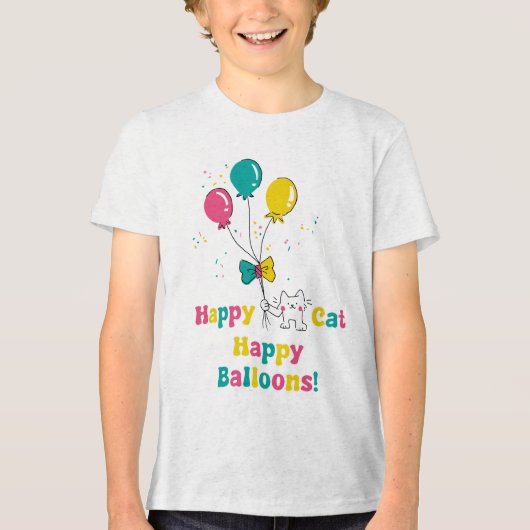 ハッピーキャット、ハッピーバルーン!🎈🐱 トライブレンドTシャツ (正面)