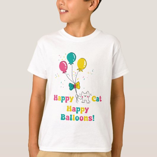 ハッピーキャット、ハッピーバルーン！🎈🐱 Tシャツ (正面)