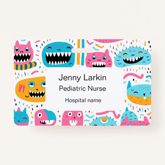 ハッピーキャット&モンスター顔 バッジ (正面)